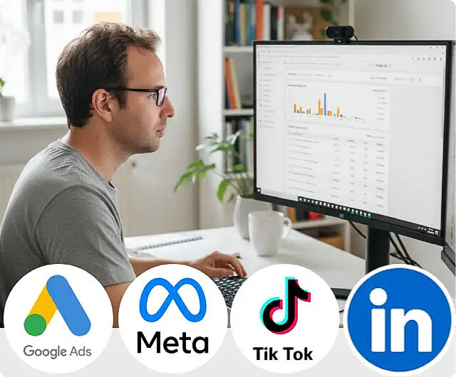 Stefan arbeitet am PC